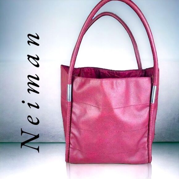 Neiman Marcus Bags l Tote, Purse l Burgundy l Leather l Double Handle l EUC - Picture 1 of 16